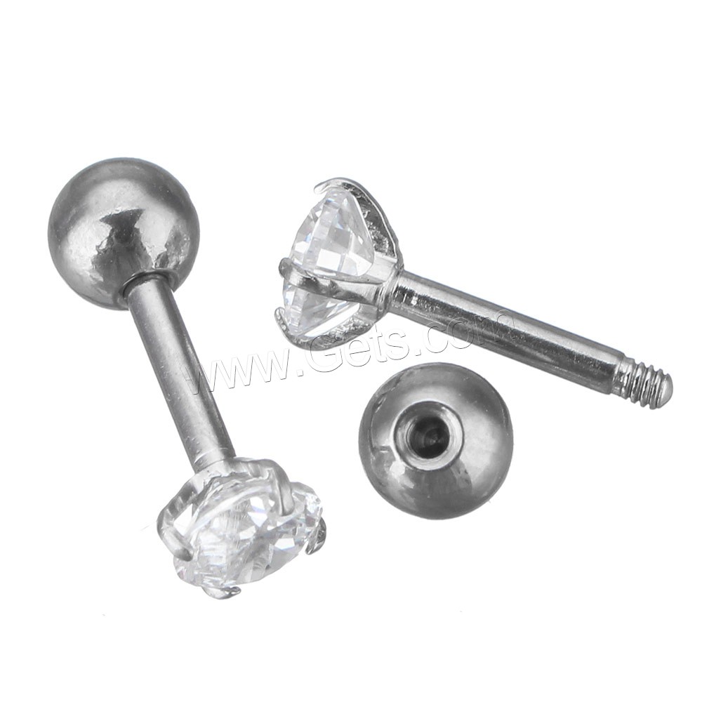 Stainless Steel Fake Plug, different size for choice & with cubic zirconia, original color, Sold By PC