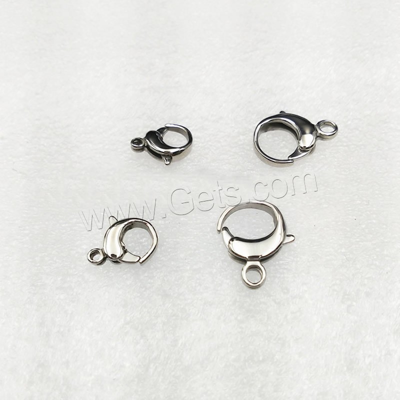 Stainless Steel Lobster Claw Clasp, different size for choice, original color, Hole:Approx 1.5mm, Sold By PC
