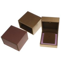 Cardboard Necklace Box, with PU Leather & Velveteen, Square 
