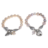 Cultured Freshwater Pearl Brass Bracelet, with Brass, Fish, plated, natural & charm bracelet nickel, lead & cadmium free, 9-10mm Approx 6 Inch 