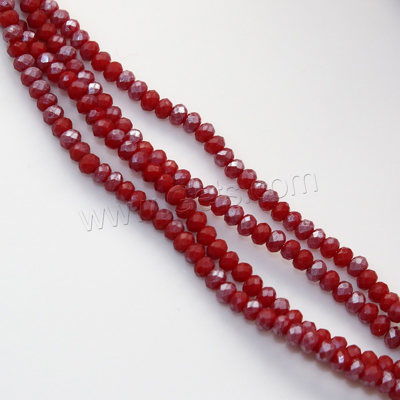 Rondelle Crystal Beads, half-plated, different size for choice & faceted, siam, Hole:Approx 0.8-1mm, Length:Approx 17 Inch, Sold By Strand