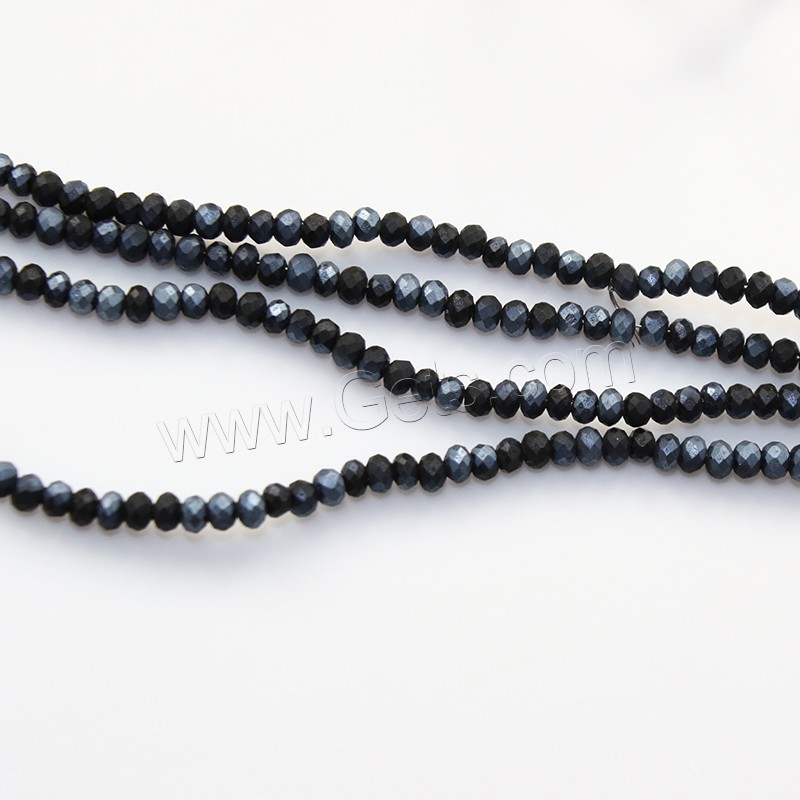Perles de cristal rondelle, semi-plaqué, normes différentes pour le choix & facettes, noir, Trou:Environ 0.8-1mm, Longueur:Environ 16 pouce, Vendu par brin
