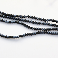 Perles de cristal rondelle, semi-plaqué, normes différentes pour le choix & facettes, noir Environ 0.8-1mm Environ 16 pouce, Vendu par brin