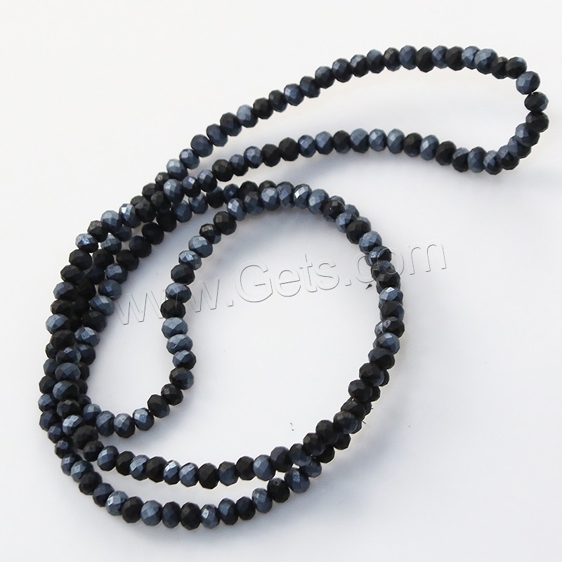 Rondelle Crystal Beads, half-plated, different size for choice & faceted, Jet, Hole:Approx 0.8-1mm, Length:Approx 16 Inch, Sold By Strand