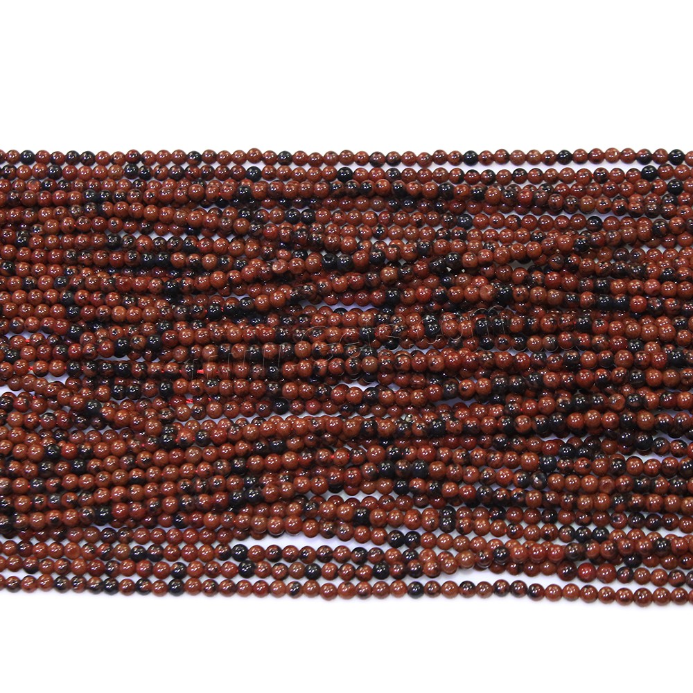Abalorios de Obsidiana Caoba, Esférico, natural, diverso tamaño para la opción, agujero:aproximado 0.5mm, longitud:aproximado 16 Inch, Vendido por Sarta