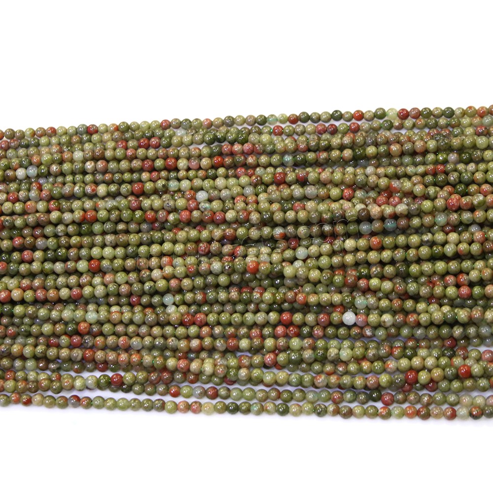 Perles unakite, Rond, naturel, normes différentes pour le choix, Trou:Environ 0.5mm, Longueur:Environ 17 pouce, Vendu par brin