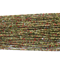 Unakit Perlen, Unakite, rund, natürlich, verschiedene Größen vorhanden, Bohrung:ca. 0.5mm, Länge:ca. 17 ZollInch, verkauft von Strang