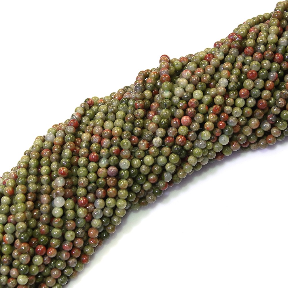 Unakite Beads, Round, natural, different size for choice, Hole:Approx 0.5mm, Length:Approx 17 Inch, Sold By Strand