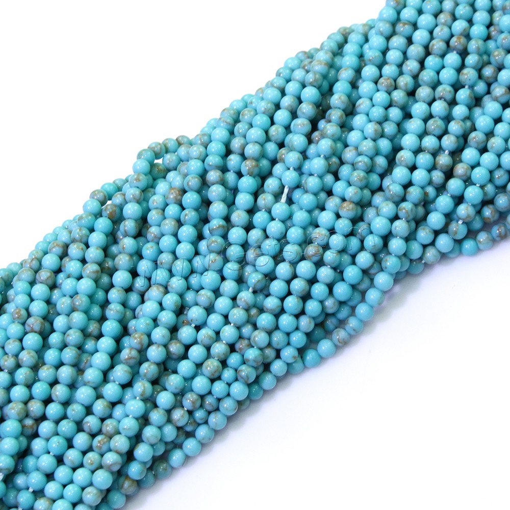 Natürlicher weißer Türkis Perle, rund, verschiedene Größen vorhanden, Bohrung:ca. 0.5mm, Länge:ca. 16 ZollInch, verkauft von Strang