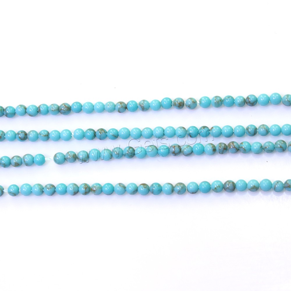 Natürlicher weißer Türkis Perle, rund, verschiedene Größen vorhanden, Bohrung:ca. 0.5mm, Länge:ca. 16 ZollInch, verkauft von Strang