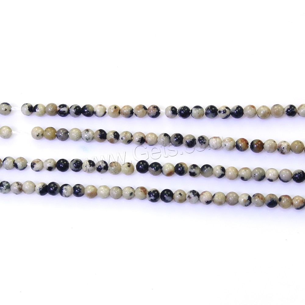 Dalmatinische Perlen, Dalmatiner, rund, natürlich, verschiedene Größen vorhanden, Bohrung:ca. 0.5mm, Länge:ca. 16.5 ZollInch, verkauft von Strang