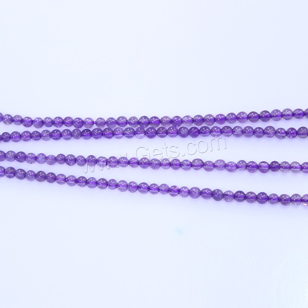 天然紫水晶のビーズ, アメジスト, ラウンド形, 2 月誕生石 & 異なるサイズの選択, 穴:約 0.5mm, 長さ:約 15.5 インチ, 売り手 ストランド