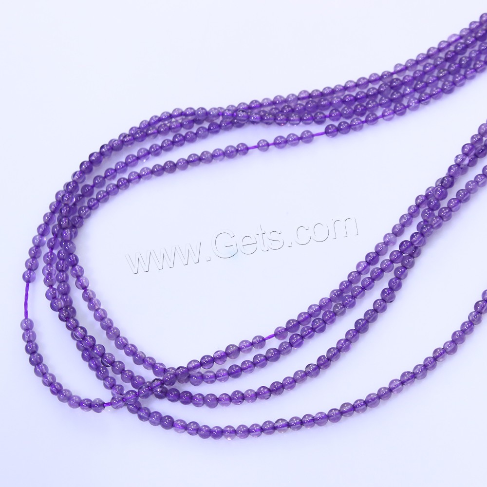 Natural Amethyst Beads, Round, February Birthstone & different size for choice, Hole:Approx 0.5mm, Length:Approx 15.5 Inch, Sold By Strand