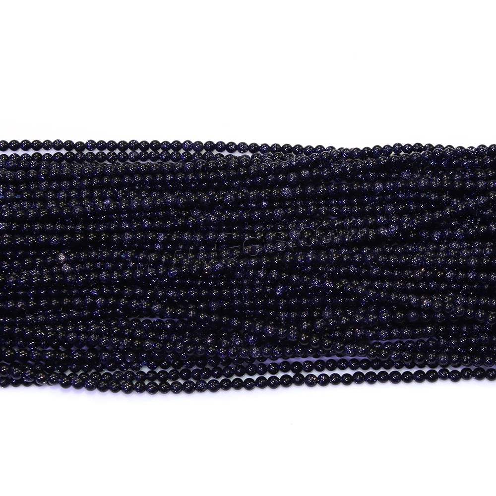 Blaue Goldstein Perlen, blauer Goldsand, rund, natürlich, verschiedene Größen vorhanden, Bohrung:ca. 0.5mm, Länge:ca. 17 ZollInch, verkauft von Strang