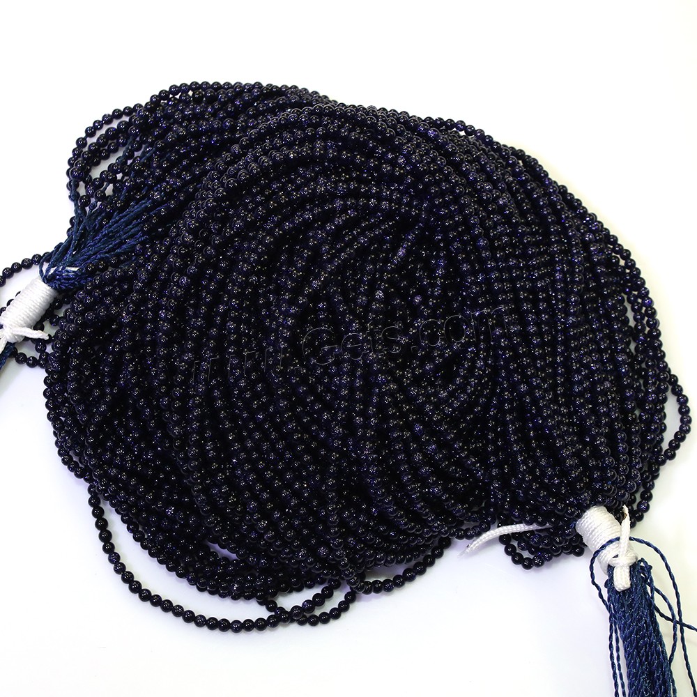 Blue Goldstone Beads, Round, natural, different size for choice, Hole:Approx 0.5mm, Length:Approx 17 Inch, Sold By Strand