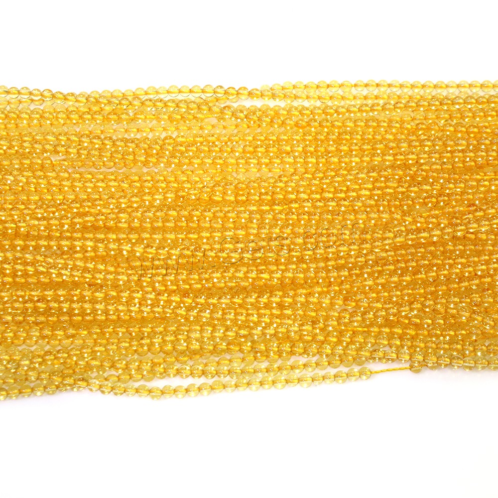 Cristal en jaune naturelles, perles de citrine, Rond, Novembre Birthstone & normes différentes pour le choix, Trou:Environ 0.5mm, Longueur:Environ 16.5 pouce, Vendu par brin