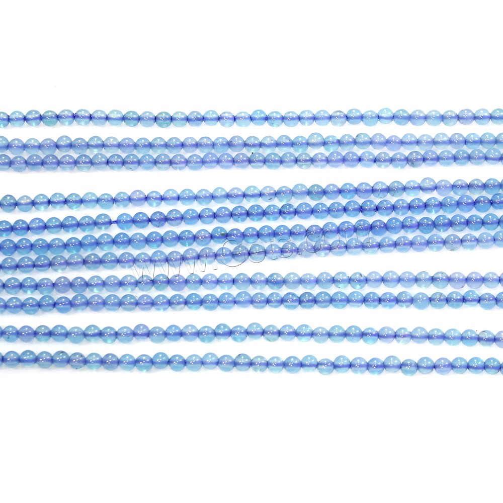 Perle Agate bleue naturelle, Rond, normes différentes pour le choix, Trou:Environ 0.5mm, Longueur:Environ 16 pouce, Vendu par brin