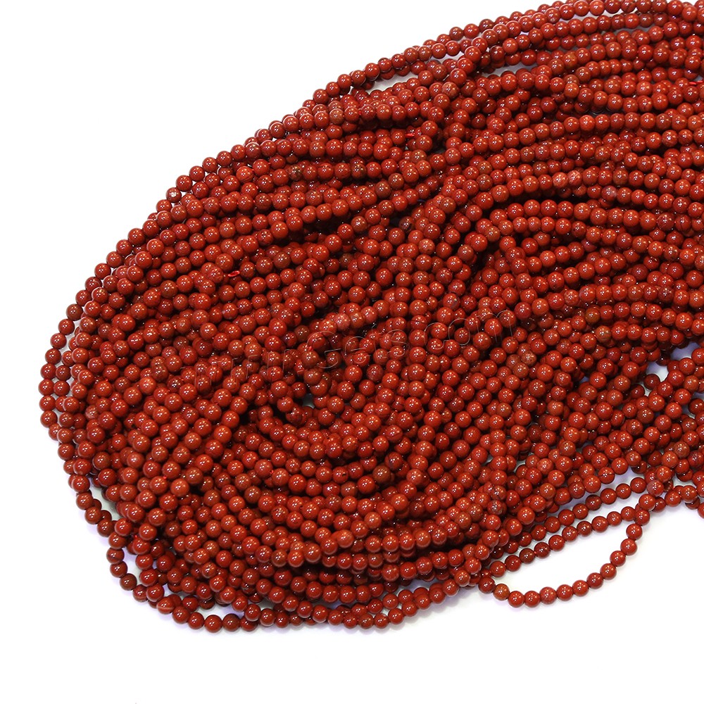 Rote Jaspis Perle, Roter Jaspis, rund, natürlich, verschiedene Größen vorhanden, Bohrung:ca. 0.5mm, Länge:ca. 16 ZollInch, verkauft von Strang