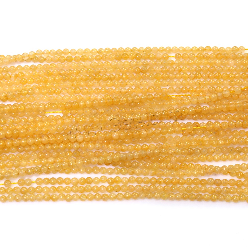 Желтый нефрит, желтый нефрит, Круглая, натуральный, разный размер для выбора, отверстие:Приблизительно 0.5mm, длина:Приблизительно 16.5 дюймовый, продается Strand