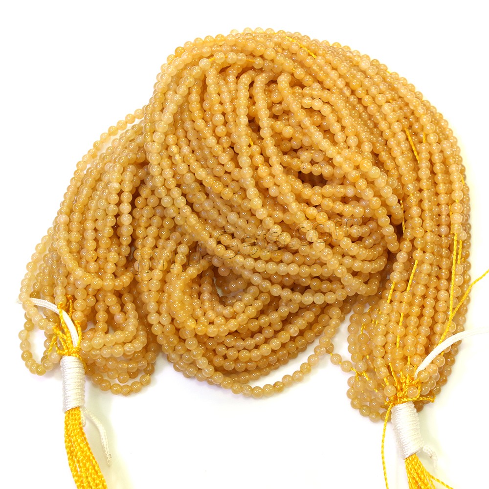 Jade Yellow Bead, Round, natural, different size for choice, Hole:Approx 0.5mm, Length:Approx 16.5 Inch, Sold By Strand