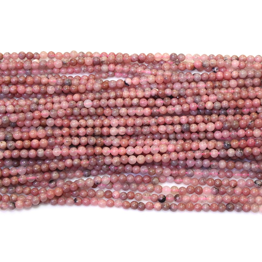 Abalorios de Rodonita, Esférico, natural, diverso tamaño para la opción, agujero:aproximado 0.5mm, longitud:aproximado 16 Inch, Vendido por Sarta