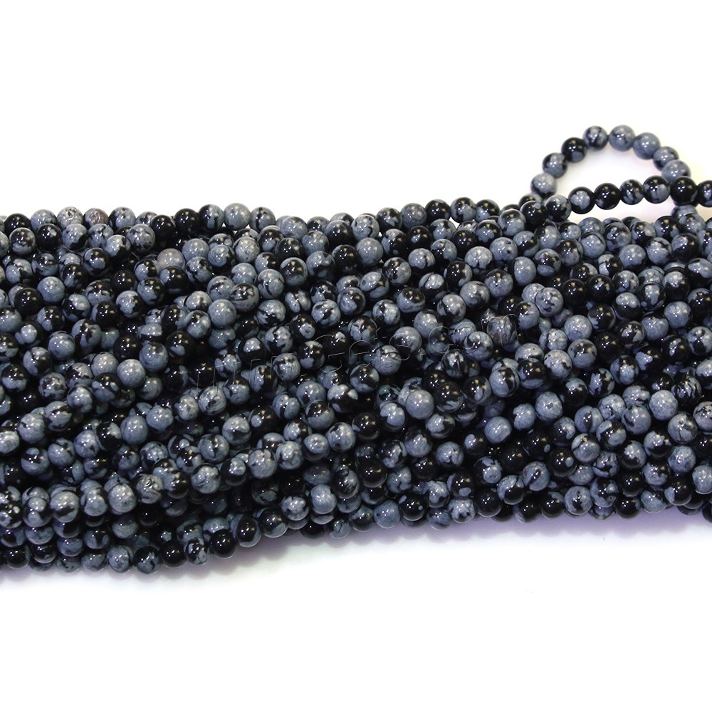 Snowflake Obsidian Bead, Round, natural, different size for choice, Hole:Approx 0.5mm, Length:Approx 16.5 Inch, Sold By Strand