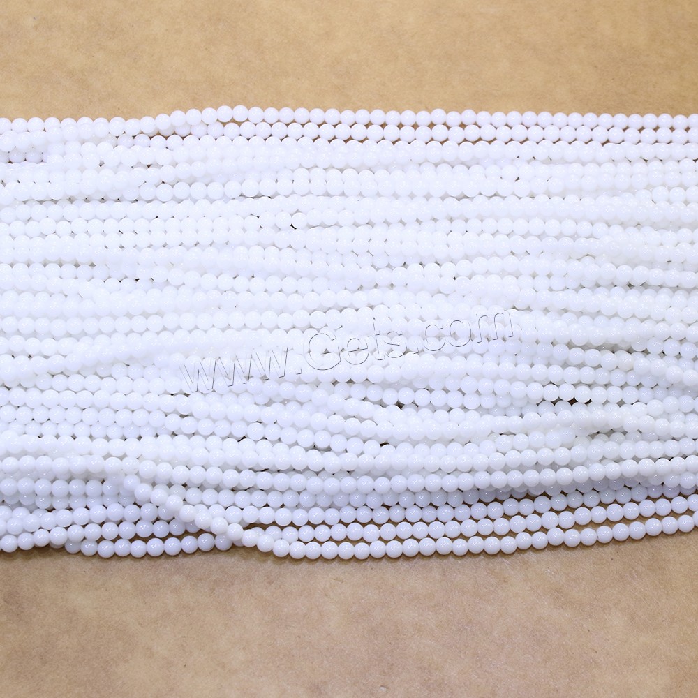 Белый фарфор бисер, Белый Керамик, Круглая, натуральный, разный размер для выбора, отверстие:Приблизительно 0.5mm, длина:Приблизительно 16.5 дюймовый, продается Strand