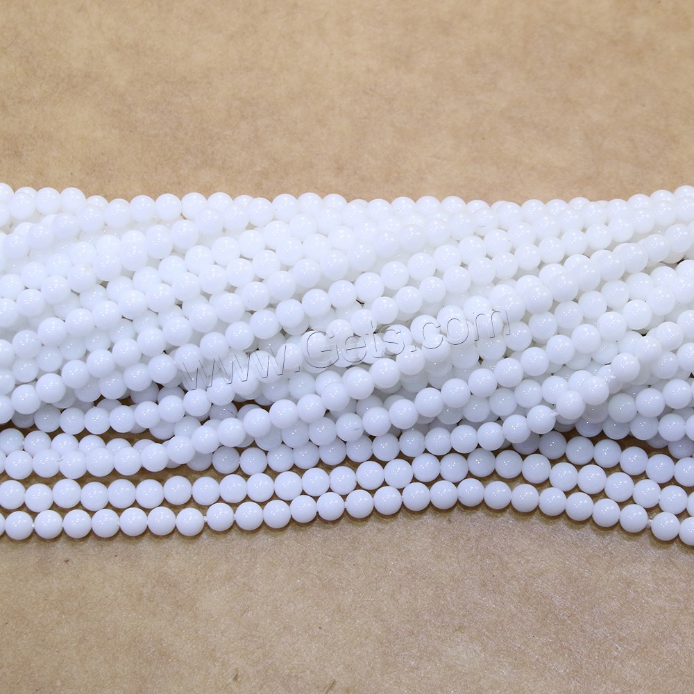 Weiße Porzellan Perlen, rund, natürlich, verschiedene Größen vorhanden, Bohrung:ca. 0.5mm, Länge:ca. 16.5 ZollInch, verkauft von Strang