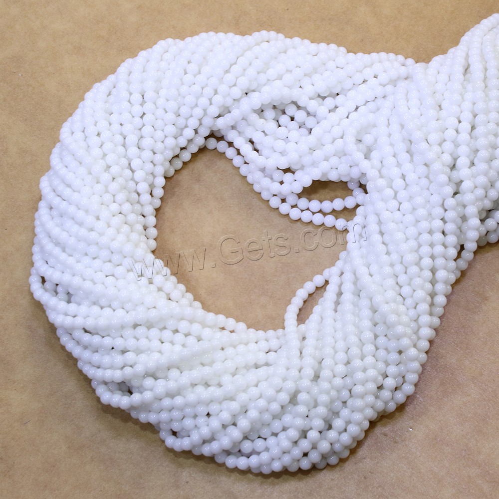 Weiße Porzellan Perlen, rund, natürlich, verschiedene Größen vorhanden, Bohrung:ca. 0.5mm, Länge:ca. 16.5 ZollInch, verkauft von Strang
