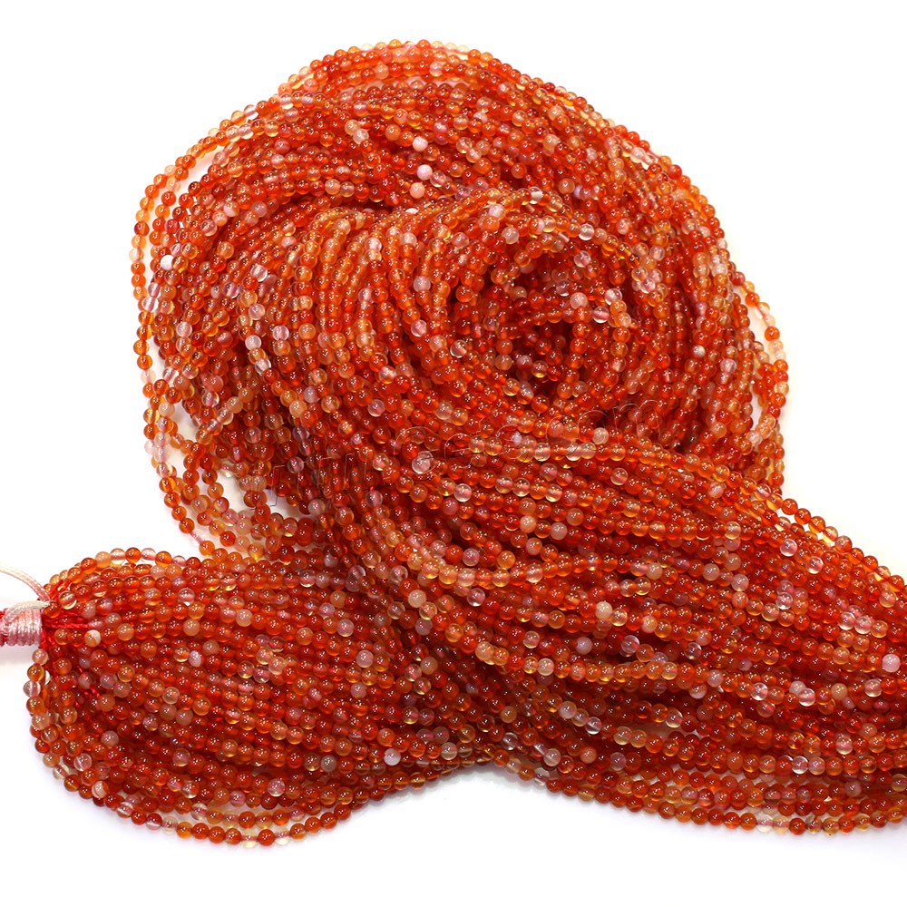 Natürlich rote Achat Perlen, Roter Achat, rund, verschiedene Größen vorhanden, Bohrung:ca. 0.5mm, Länge:ca. 16 ZollInch, verkauft von Strang