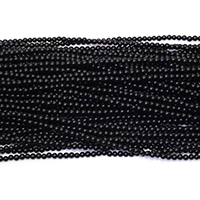 Natürliche schwarze Achat Perlen, Schwarzer Achat, rund, verschiedene Größen vorhanden & satiniert, Bohrung:ca. 0.5mm, Länge:ca. 15.5 ZollInch, verkauft von Strang