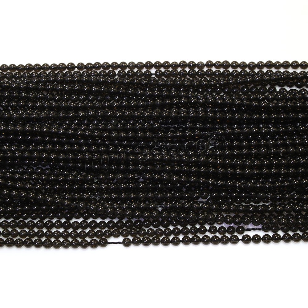 Schwarze Obsidian Perlen, Schwarzer Obsidian, rund, verschiedene Größen vorhanden, Bohrung:ca. 0.5mm, Länge:ca. 16 ZollInch, verkauft von Strang