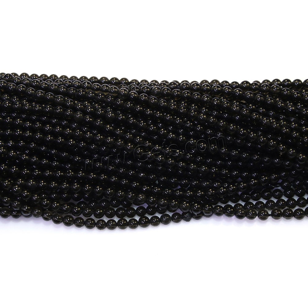 Negro obsidiana granos, Obsidiana Negra, Esférico, diverso tamaño para la opción, agujero:aproximado 0.5mm, longitud:aproximado 16 Inch, Vendido por Sarta