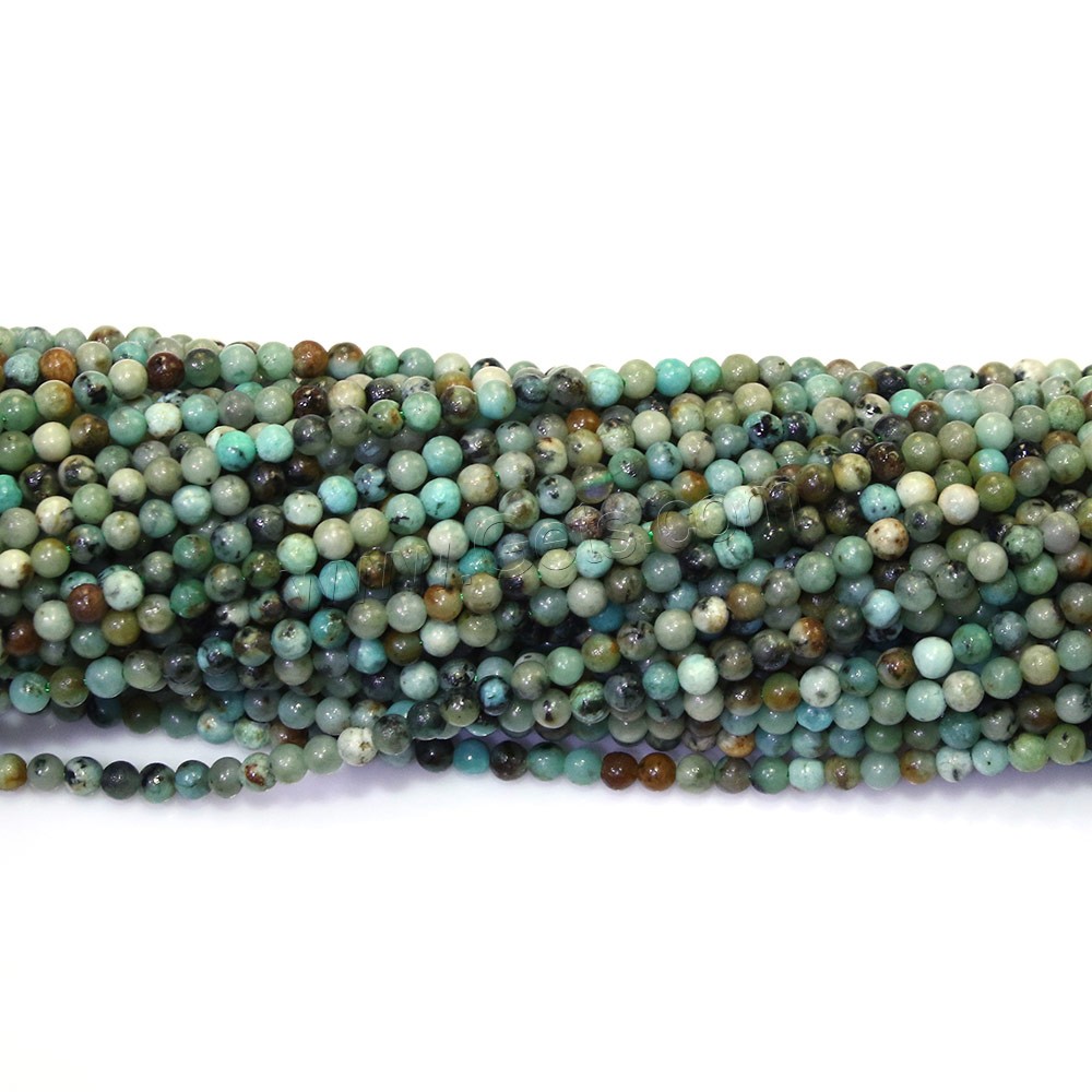 Natural African Turquoise Beads, Round, different size for choice, Hole:Approx 0.5mm, Length:Approx 16 Inch, Sold By Strand