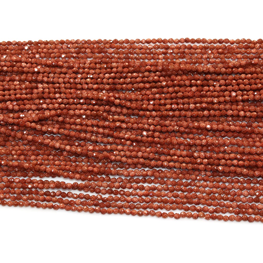 Goldstone Beads, Round, natural, different size for choice & faceted, Hole:Approx 0.5mm, Length:Approx 16 Inch, Sold By Strand