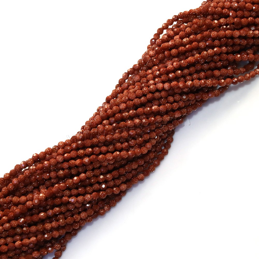Goldstone Beads, Round, natural, different size for choice & faceted, Hole:Approx 0.5mm, Length:Approx 16 Inch, Sold By Strand