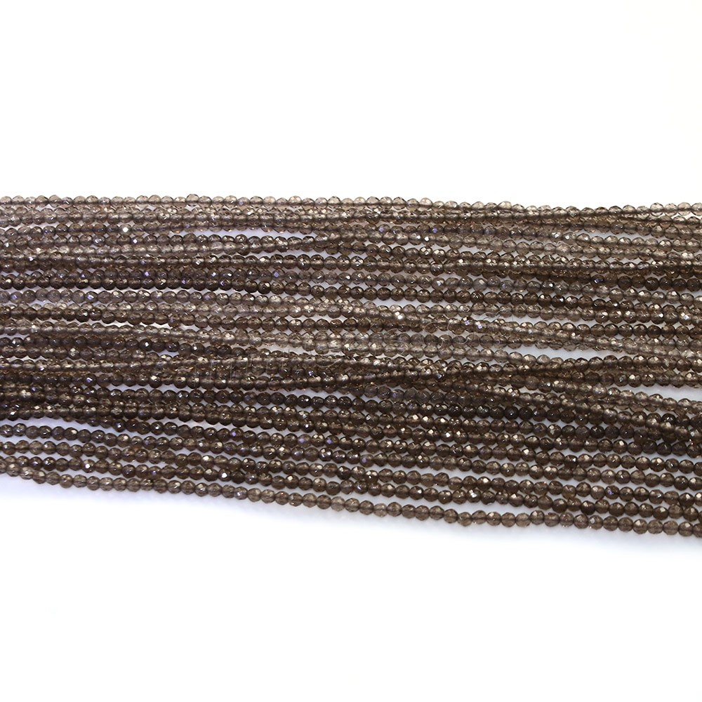 Natural Smoky Quartz Beads, Round, different size for choice & faceted, Hole:Approx 0.5mm, Length:Approx 16 Inch, Sold By Strand