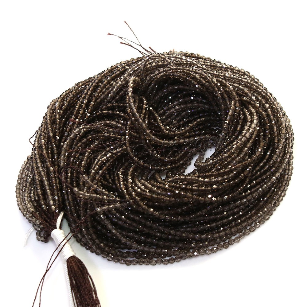 Natural Smoky Quartz Beads, Round, different size for choice & faceted, Hole:Approx 0.5mm, Length:Approx 16 Inch, Sold By Strand