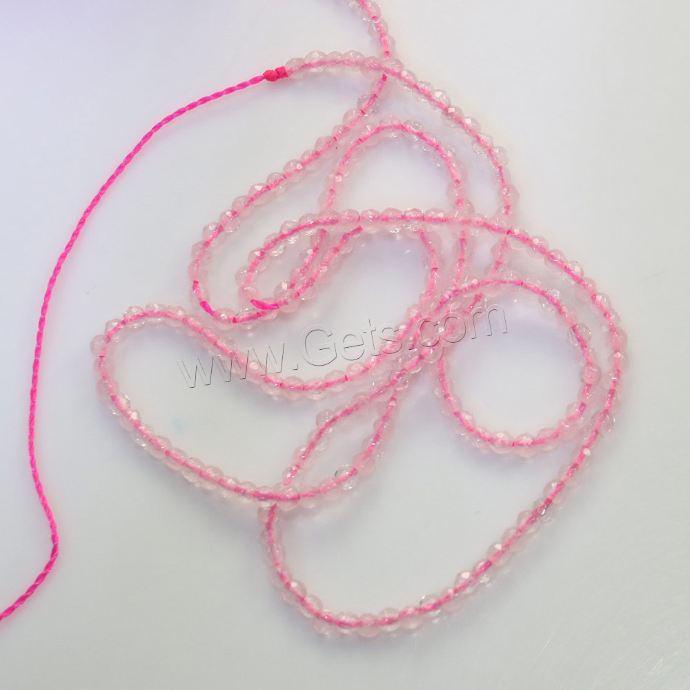 Natural Rose Quartz Beads, Round, different size for choice & faceted, Hole:Approx 0.5mm, Length:Approx 15.5 Inch, Sold By Strand
