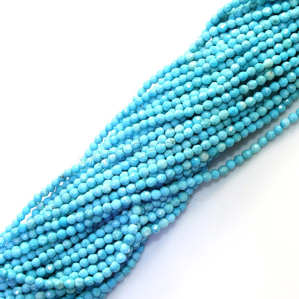 Synthetic Turquoise Beads, Round, different size for choice & faceted, Hole:Approx 0.5mm, Length:Approx 16 Inch, Sold By Strand