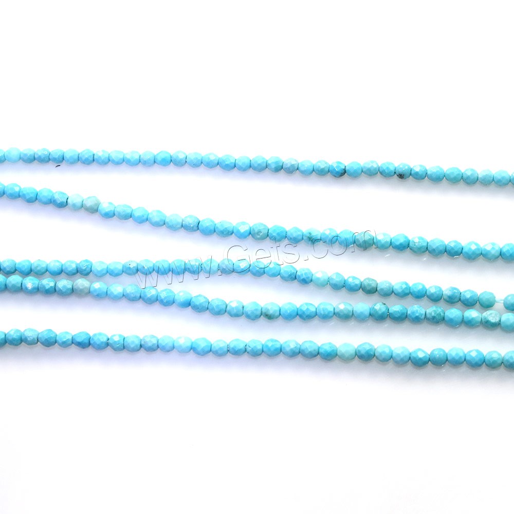 Synthetische Türkis Perlen, rund, verschiedene Größen vorhanden & facettierte, Bohrung:ca. 0.5mm, Länge:ca. 16 ZollInch, verkauft von Strang