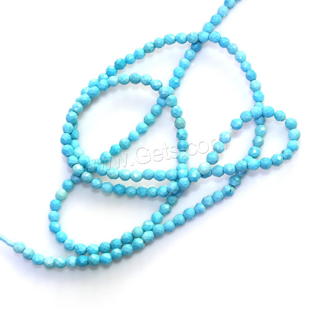 Synthetische Türkis Perlen, rund, verschiedene Größen vorhanden & facettierte, Bohrung:ca. 0.5mm, Länge:ca. 16 ZollInch, verkauft von Strang