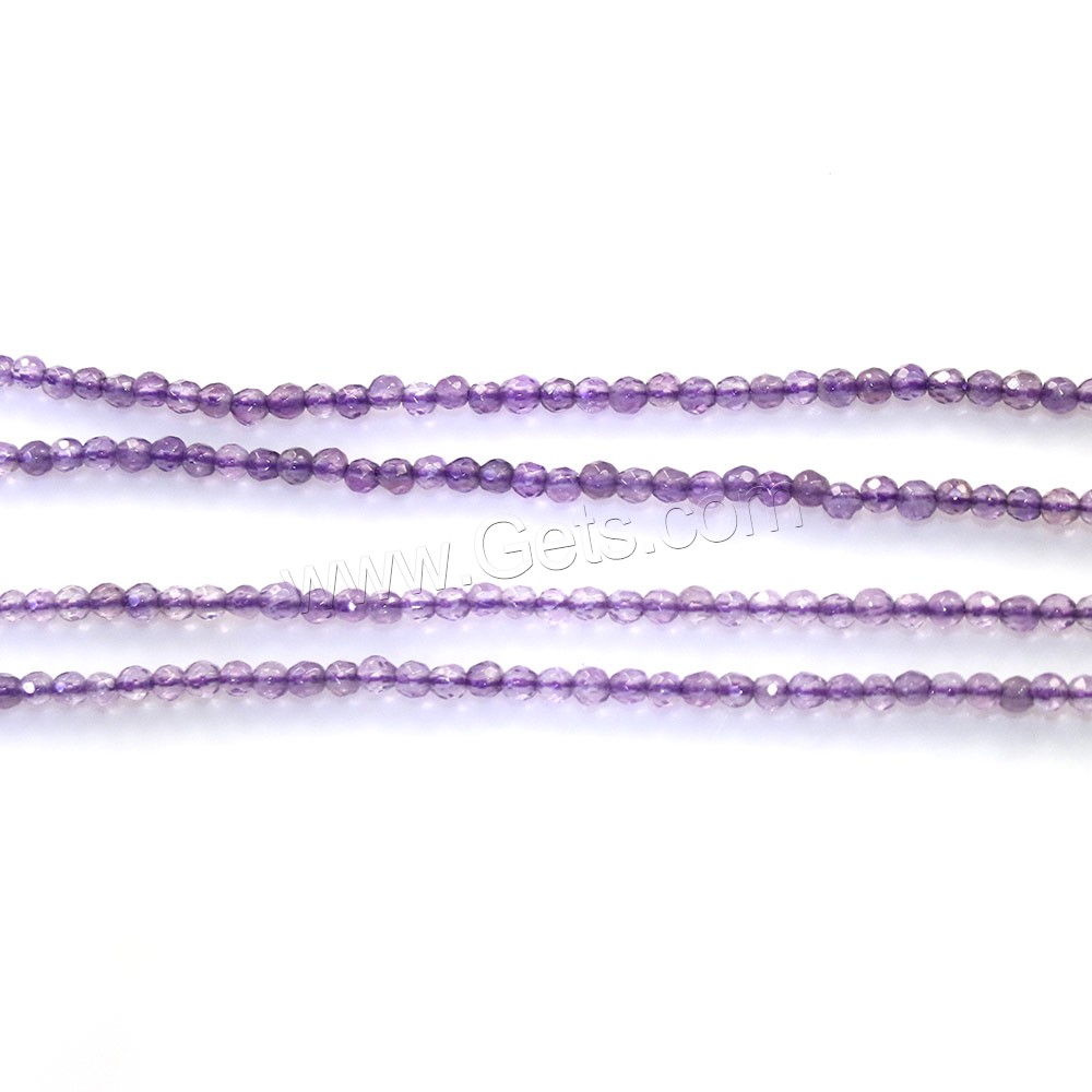 天然紫水晶のビーズ, アメジスト, ラウンド形, 2 月誕生石 & 異なるサイズの選択 & 切り面, グレードA, 穴:約 0.5mm, 長さ:約 15 インチ, 売り手 ストランド
