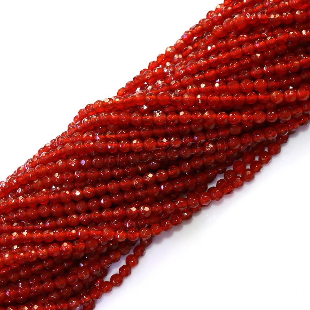 Natural Red Agate Beads, Round, different size for choice & faceted, Hole:Approx 0.5mm, Length:Approx 16 Inch, Sold By Strand