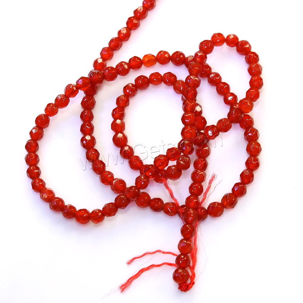 Natural Red Agate Beads, Round, different size for choice & faceted, Hole:Approx 0.5mm, Length:Approx 16 Inch, Sold By Strand