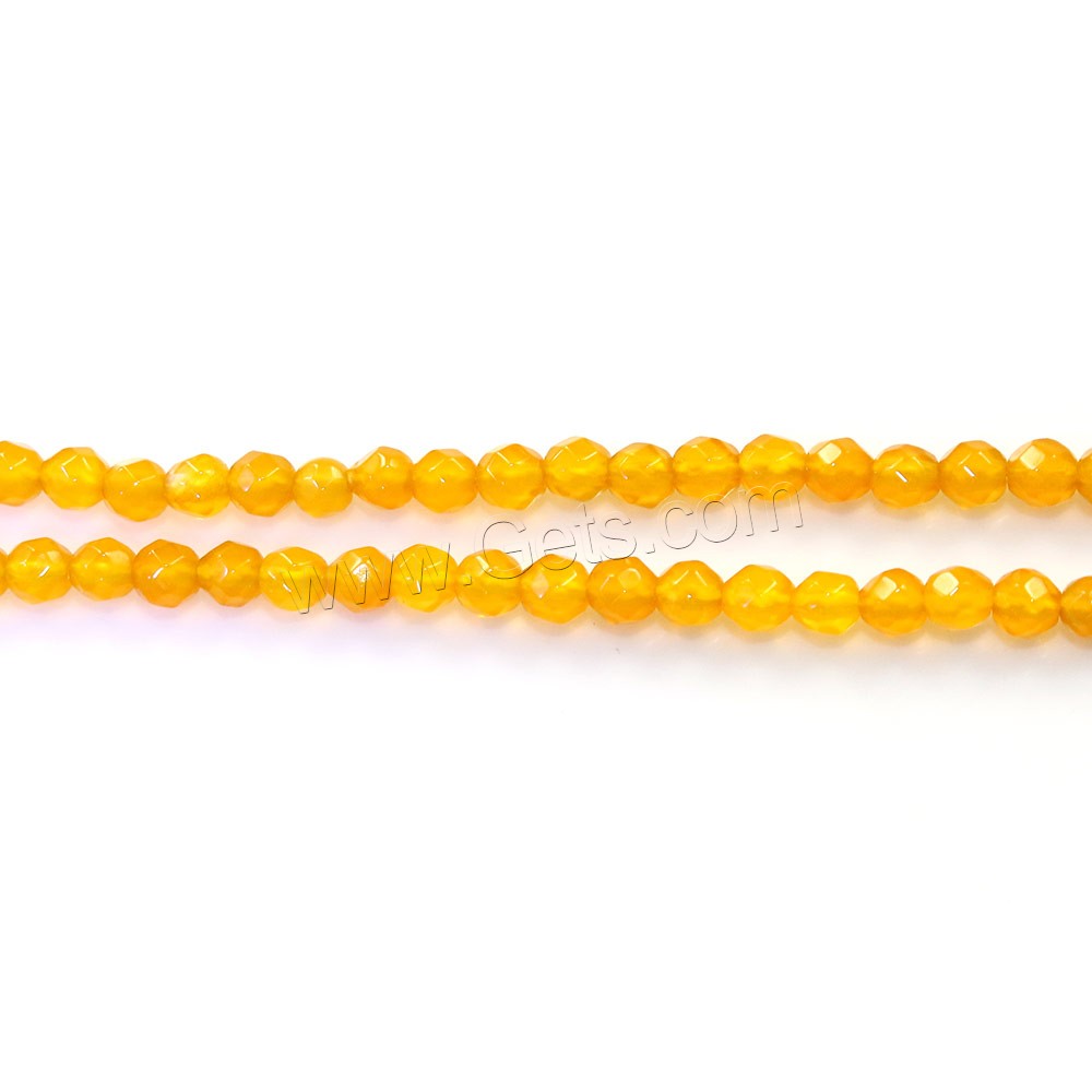 Perle Agate jaune naturelle, Rond, normes différentes pour le choix & facettes, Trou:Environ 0.5mm, Longueur:Environ 16 pouce, Vendu par brin