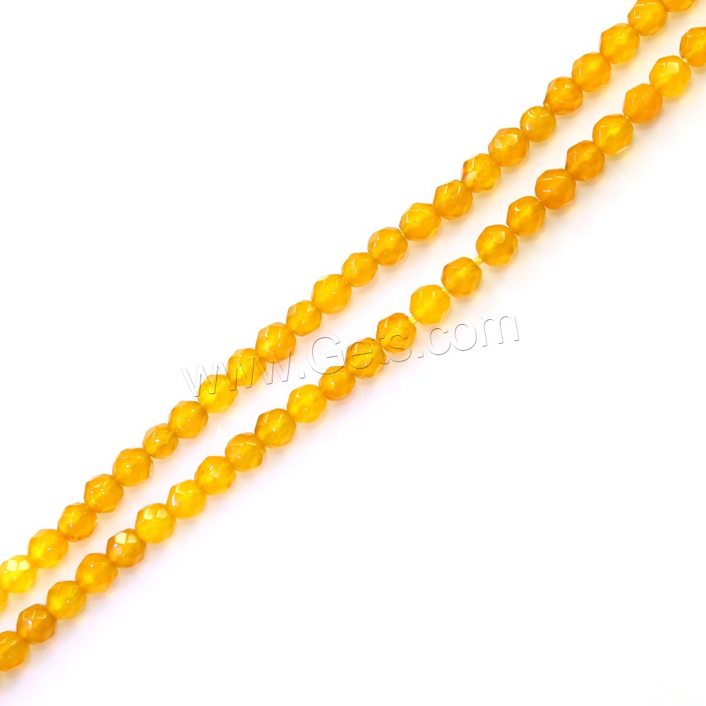 Perle Agate jaune naturelle, Rond, normes différentes pour le choix & facettes, Trou:Environ 0.5mm, Longueur:Environ 16 pouce, Vendu par brin