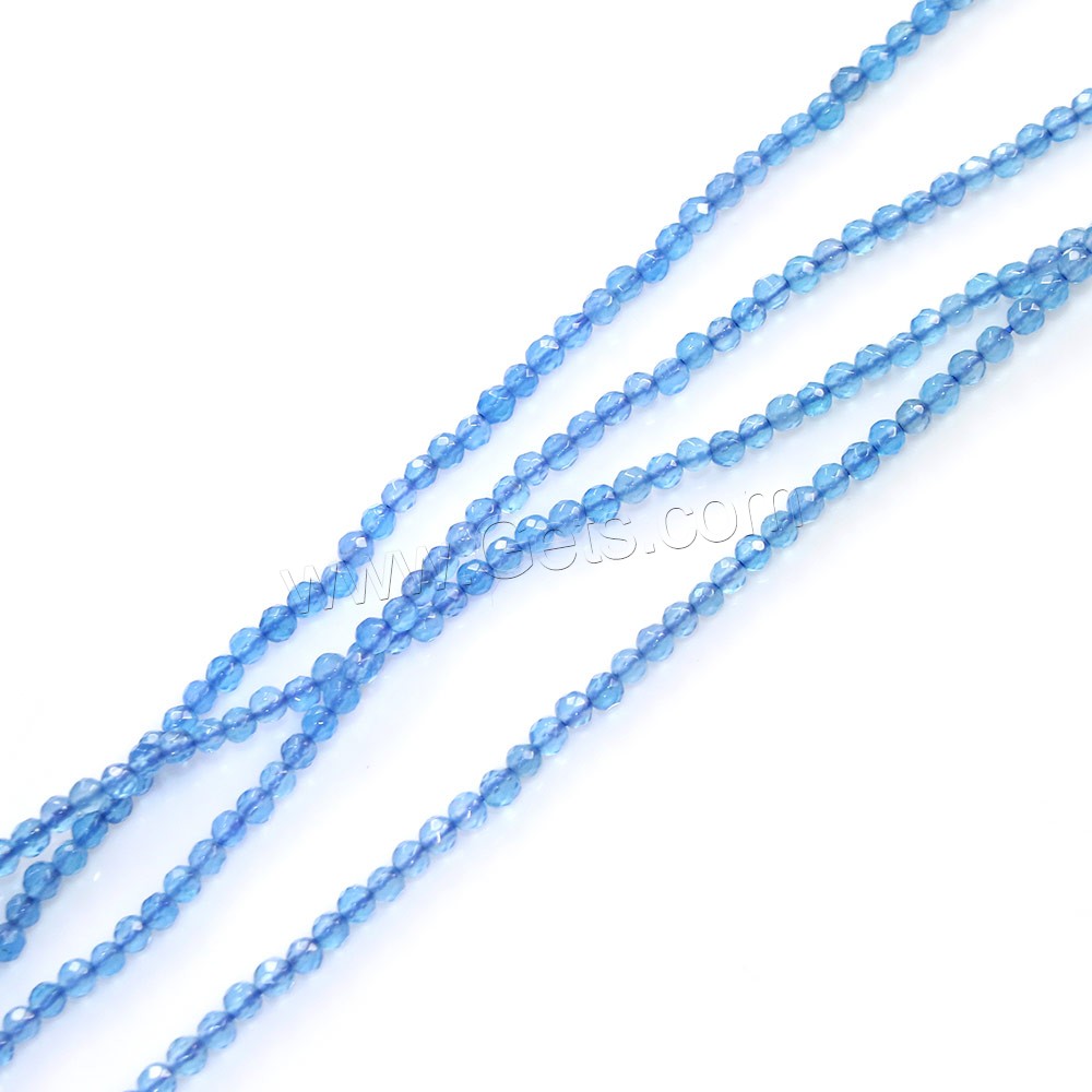 Perle Agate bleue naturelle, Rond, normes différentes pour le choix & facettes, Trou:Environ 0.5mm, Longueur:Environ 15.5 pouce, Vendu par brin