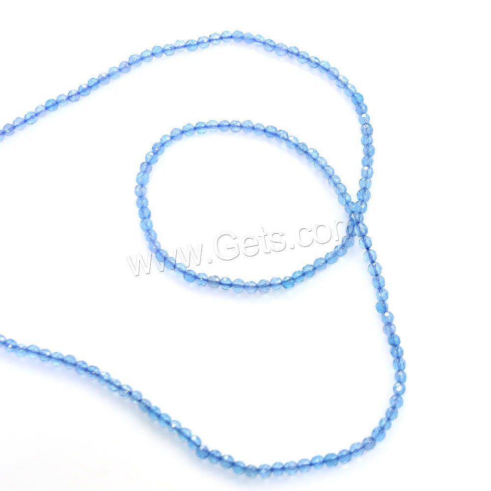 Perle Agate bleue naturelle, Rond, normes différentes pour le choix & facettes, Trou:Environ 0.5mm, Longueur:Environ 15.5 pouce, Vendu par brin