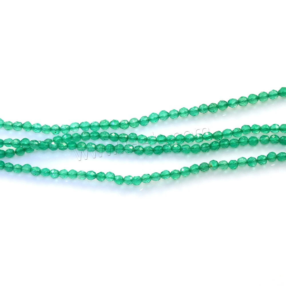 Natürliche grüne Achat Perlen, Grüner Achat, rund, verschiedene Größen vorhanden & facettierte, Bohrung:ca. 0.5mm, Länge:ca. 16 ZollInch, verkauft von Strang